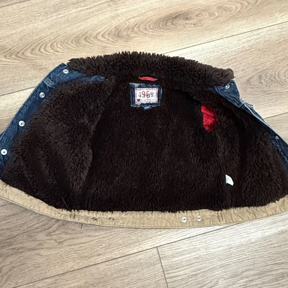 Vintage GAP Y2K Denim Fur Lined Sherpa Jacket Size 4